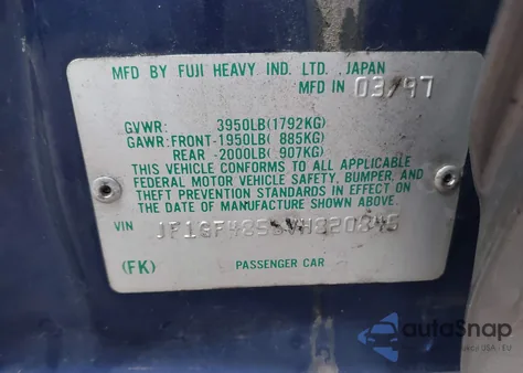 1997 Subaru Impreza Outback Sport from USA, damaged, VIN JF1GF4856VH820845